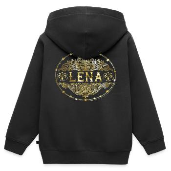 Lena - Kinder Premium Organic Zip Hoodie - Schwarz - Hinten - AI Model Kid Male (0cm)