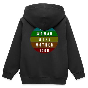 Mode de vie féminin - Sweat Premium à capuche zippé enfant bio - noir - Dos - AI Model Kid Male (0cm)
