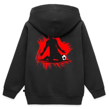 fußball - Kinder Premium Organic Zip Hoodie - Schwarz - Hinten - AI Model Kid Male (0cm)