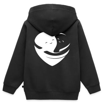 Coeur aimant - Sweat Premium à capuche zippé enfant bio - noir - Dos - AI Model Kid Male (0cm)