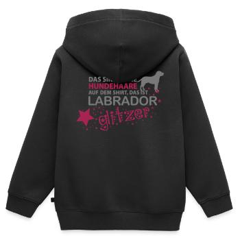 Labrador Glitzer - Kinder Premium Organic Zip Hoodie - Schwarz - Hinten - AI Model Kid Male (0cm)