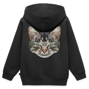 Katze | Polygon Kater Kopf | Katzenkopf | Kätzchen - Kinder Premium Organic Zip Hoodie - Schwarz - Hinten - AI Model Kid Male (0cm)