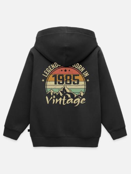 Bursdagsgave 1985 Vintage 1985 Retro 1985 - Hettegenser Premium med glidelås barn økologisk - svart