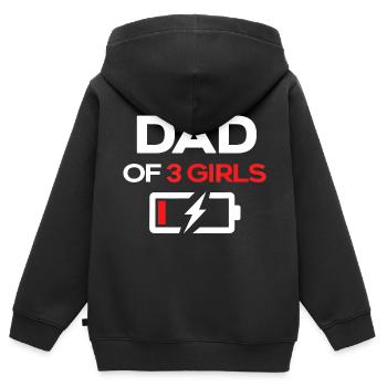 Dad of 3 Girls Funny Dad Fathers brother in law - Kinder Premium Organic Zip Hoodie - Schwarz - Hinten - AI Model Kid Male (0cm)