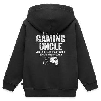 Je suis un oncle gamer Funny Video Gamer Gift Video - Sweat Premium à capuche zippé enfant bio - noir - Dos - AI Model Kid Male (0cm)
