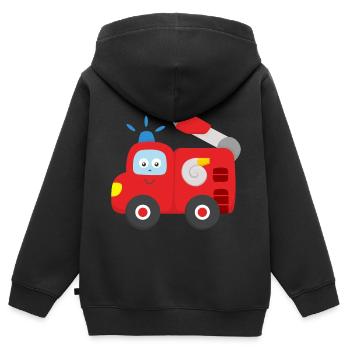 Camion de pompiers Bébé Enfant Enfant - Sweat Premium à capuche zippé enfant bio - noir - Dos - AI Model Kid Male (0cm)