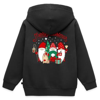 Noël des elfes Joyeux Noël Gnomies - Sweat Premium à capuche zippé enfant bio - noir - Dos - AI Model Kid Male (0cm)