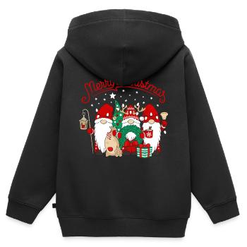 Noël des elfes Joyeux Noël Gnomies - Sweat Premium à capuche zippé enfant bio - noir - Dos - AI Model Kid Male (0cm)