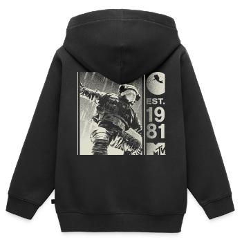 MTV Astronaut Est. 1981 Cooles Design Rückendesign - Kinder Premium Organic Zip Hoodie - Schwarz - Hinten - AI Model Kid Male (0cm)