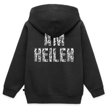 Am heilen - Shirt - Kinder Premium Organic Zip Hoodie - Schwarz - Hinten - AI Model Kid Male (0cm)