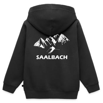 skifahren saalbach - Kinder Premium Organic Zip Hoodie - Schwarz - Hinten - AI Model Kid Male (0cm)