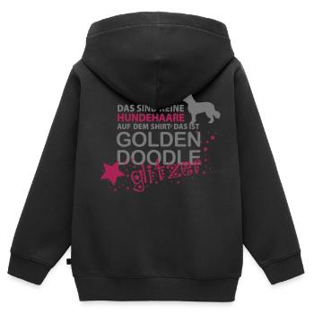 Goldendoodle Glitzer - Kinder Premium Organic Zip Hoodie - Schwarz - Hinten - AI Model Kid Male (0cm)
