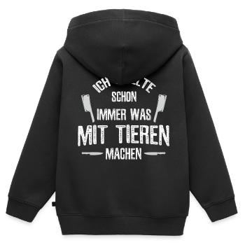 Metzger - Kinder Premium Organic Zip Hoodie - Schwarz - Hinten - AI Model Kid Male (0cm)