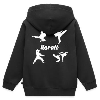 Karaté - Sweat Premium à capuche zippé enfant bio - noir - Dos - AI Model Kid Male (0cm)