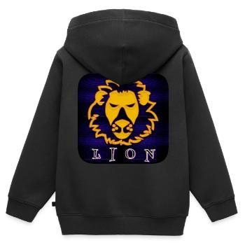 LION (Lion) - Sweat Premium à capuche zippé enfant bio - noir - Dos - AI Model Kid Male (0cm)