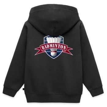 Federball - Badminton - Kinder Premium Organic Zip Hoodie - Schwarz - Hinten - AI Model Kid Male (0cm)