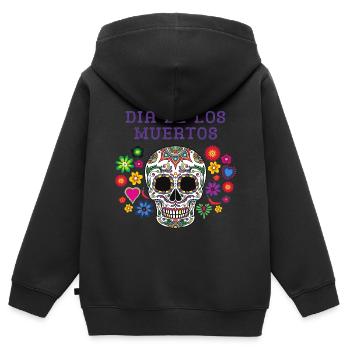 Halloween Dia de los Muertos mexikanische spanische Kokosnuss - Kinder Premium Organic Zip Hoodie - Schwarz - Hinten - AI Model Kid Male (0cm)