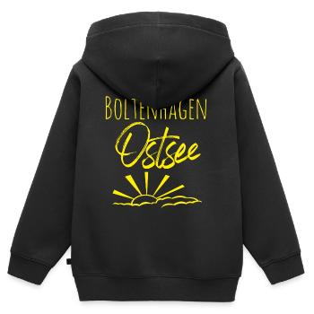 Boltenhagen Ostsee - Kinder Premium Organic Zip Hoodie - Schwarz - Hinten - AI Model Kid Male (0cm)