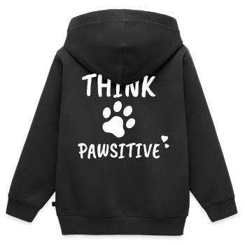 Think Pawsitive Hundepfote Hunde Tatze Optimist - Kinder Premium Organic Zip Hoodie - Schwarz - Hinten - AI Model Kid Male (0cm)