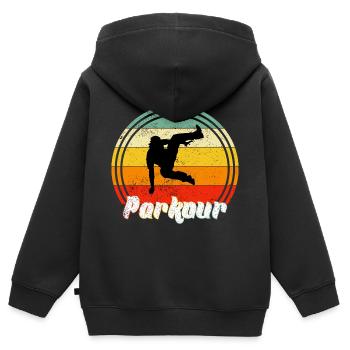 Freies Laufen - Kinder Premium Organic Zip Hoodie - Schwarz - Hinten - AI Model Kid Male (0cm)