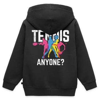 Tennisplatz Spruch Für Tennis - Kinder Premium Organic Zip Hoodie - Schwarz - Hinten - AI Model Kid Male (0cm)