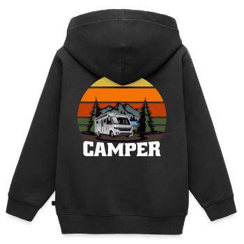 Cadeau Camper Camper Caravan - Sweat Premium à capuche zippé enfant bio - noir - Dos - AI Model Kid Male (0cm)