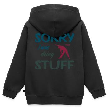 Sorry, I was doing Yoga stuff - Vintage - Kinder Premium Organic Zip Hoodie - Schwarz - Hinten - AI Model Kid Male (0cm)