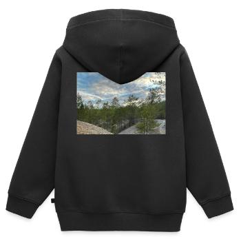 Ciel bleu - Sweat Premium à capuche zippé enfant bio - noir - Dos - AI Model Kid Male (0cm)