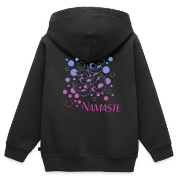 Namaste - Kinder Premium Organic Zip Hoodie - Schwarz - Hinten - AI Model Kid Male (0cm)