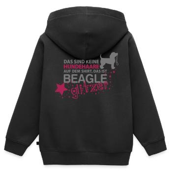 Beagle Glitzer - Kinder Premium Organic Zip Hoodie - Schwarz - Hinten - AI Model Kid Male (0cm)