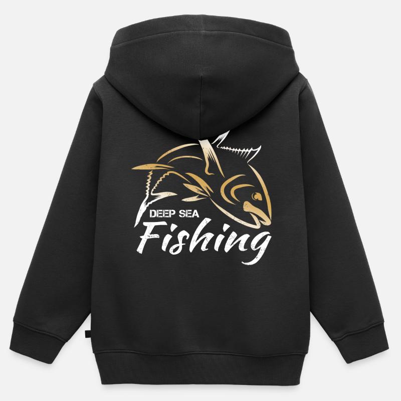 Pêche au thon - Sweat Premium à capuche zippé enfant bio - noir