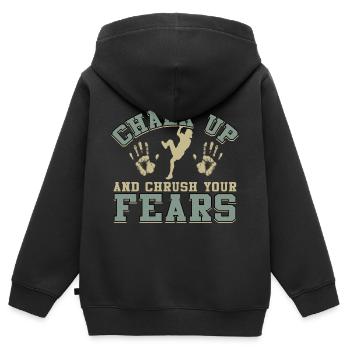 Kreide Und Zerquetsche Deine Ängste Beim Bouldern - Kinder Premium Organic Zip Hoodie - Schwarz - Hinten - AI Model Kid Male (0cm)