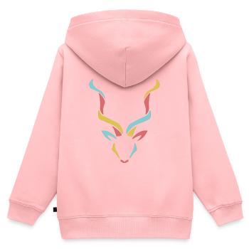 Farbiger Kudu - Kinder Premium Organic Zip Hoodie - Rosa - Hinten - AI Model Kid Female (0cm)
