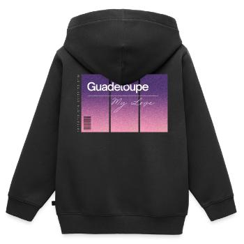 Guadeloupe, my love. Andenken MIT GPS Daten - Kinder Premium Organic Zip Hoodie - Schwarz - Hinten - AI Model Kid Male (0cm)