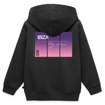 Ibiza, my love. Andenken mit GPS Daten - Kinder Premium Organic Zip Hoodie - Schwarz - Hinten - AI Model Kid Male (0cm)
