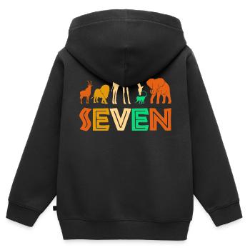 7. Geburtstag Dschungel Tiere Afrika 7 Jahre - Kinder Premium Organic Zip Hoodie - Schwarz - Hinten - AI Model Kid Male (0cm)
