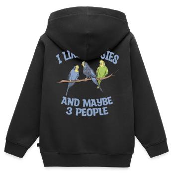 Perruche ondulée - Sweat Premium à capuche zippé enfant bio - noir - Dos - AI Model Kid Male (0cm)