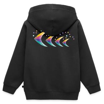 Die Regenbogenfischfamilie - Kinder Premium Organic Zip Hoodie - Schwarz - Hinten - AI Model Kid Male (0cm)