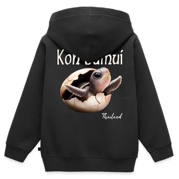 Koh Samui, Thaïlande - Sweat Premium à capuche zippé enfant bio - noir - Dos - AI Model Kid Male (0cm)