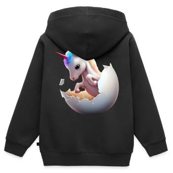 Einhorn aus dem Ei - Kinder Premium Organic Zip Hoodie - Schwarz - Hinten - AI Model Kid Male (0cm)