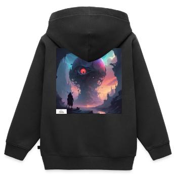 Fantasy sphere dreamscape - Kids Premium Organic Zip-up Hoodie - black - Back - AI Model Kid Male (0cm)