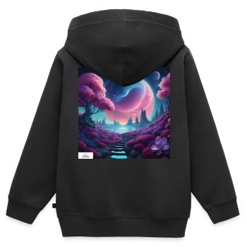 Epische himmlische Traumlandschaft - Kinder Premium Organic Zip Hoodie - Schwarz - Hinten - AI Model Kid Male (0cm)