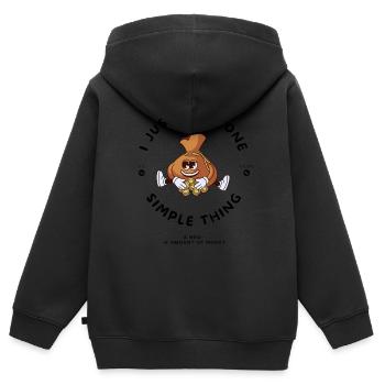 Geld Umarmung Karikatur - Kinder Premium Organic Zip Hoodie - Schwarz - Hinten - AI Model Kid Male (0cm)