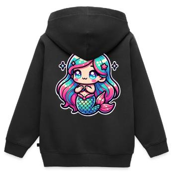 Meerjungfrau - Kinder Premium Organic Zip Hoodie - Schwarz - Hinten - AI Model Kid Male (0cm)