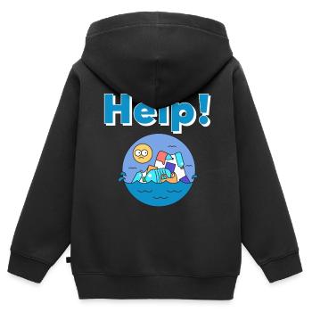 Protection de la nature en plastique Protection de l’environnement - Sweat Premium à capuche zippé enfant bio - noir - Dos - AI Model Kid Male (0cm)