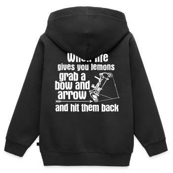 Bogenschießen Archery - Kinder Premium Organic Zip Hoodie - Schwarz - Hinten - AI Model Kid Male (0cm)