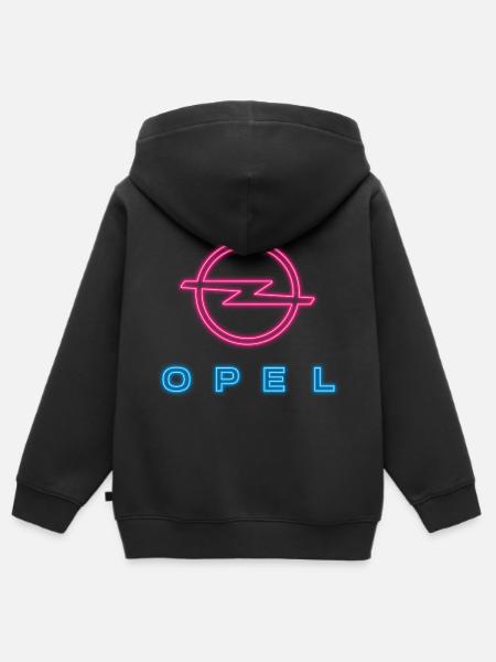 Opel Retro Neon Logo In Blue And Pink - Kids Premium Organic Zip-up Hoodie - black