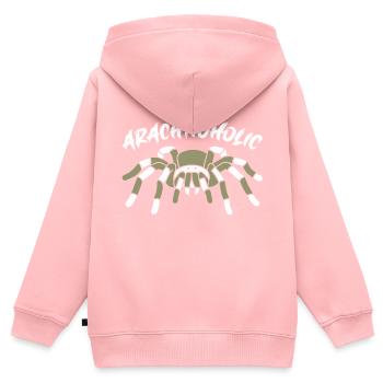 Arachnoholic Spiderfan J’adore les araignées - Sweat Premium à capuche zippé enfant bio - rose - Dos - AI Model Kid Female (0cm)