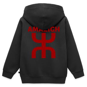 Symbole Berbère Amazigh Rouge Maroc Algérie - Sweat Premium à capuche zippé enfant bio - noir - Dos - AI Model Kid Male (0cm)