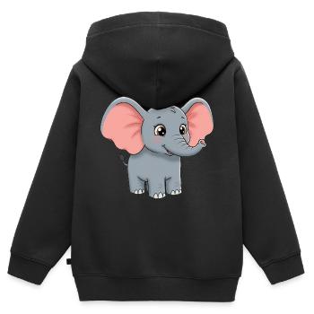 Tier Cartoon Elefant - Kinder Premium Organic Zip Hoodie - Schwarz - Hinten - AI Model Kid Male (0cm)